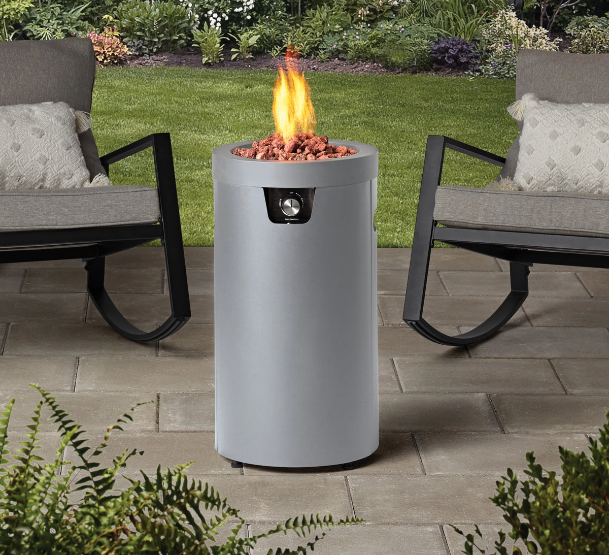 28-inch Tall Propane Gas Outdoor Fire Pit, Matte Black L5801