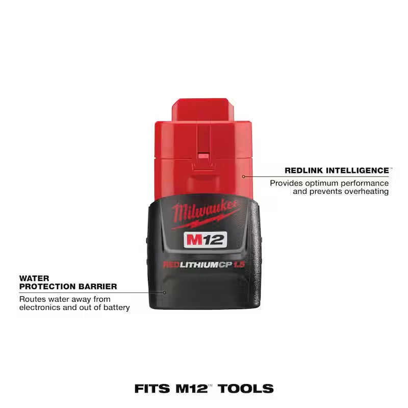 12V Brushless Cordless 1/2 in. Right Angle Impact Wrench with 1.5 Ah Battery Pack M698