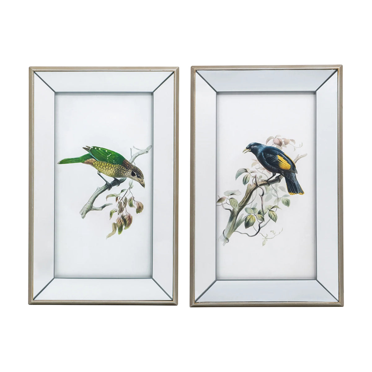 Rectangular Birds Mirror Frame Wall Art 15" x 24" 2ct I66299