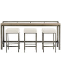 Modern Table with 3 Stools Gray Metal Wood Top Q60370