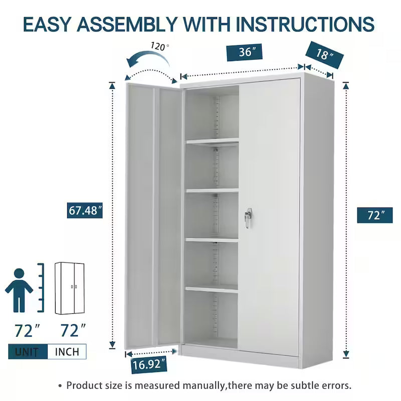 72 in. H x 36 in. W x 18 in. D Gray Metal Storage Cabinet Set C658