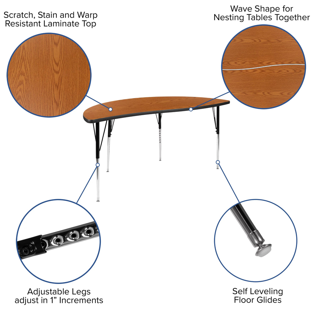 60" Circle Wave Laminate Activity Table Set with 18" Stack Chairs C7160