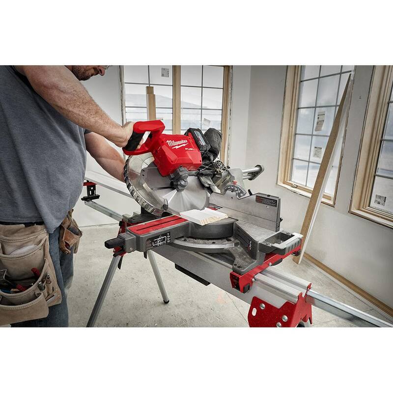 18V Lithium-Ion Brushless Cordless 12 in. Dual Bevel Sliding Compound Miter Saw Kit with Stand and Battery Q567602