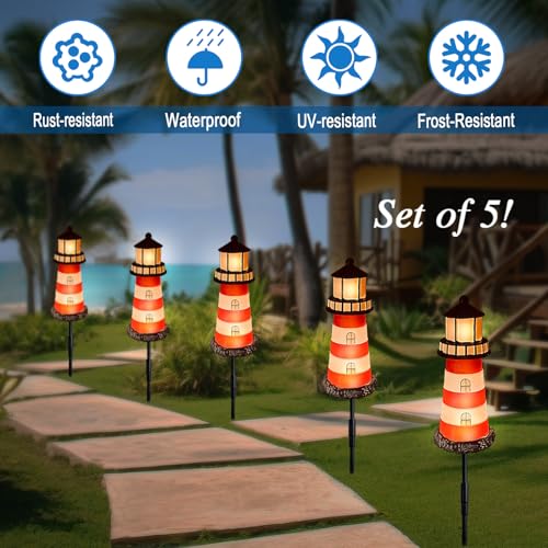 5 Pack Solar Garden Lights Outdoor Waterproof Red M6533