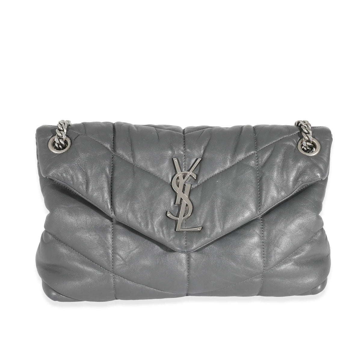 Grey Quilted Leather Small Puffer X18523