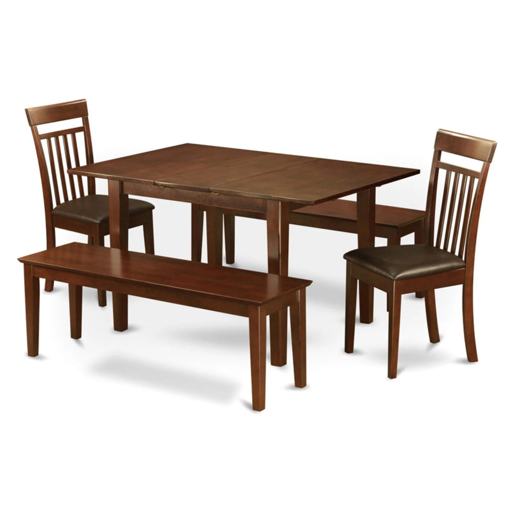 5 Piece Mahogany Rectangular Dinette Set with Leather Seat C5692