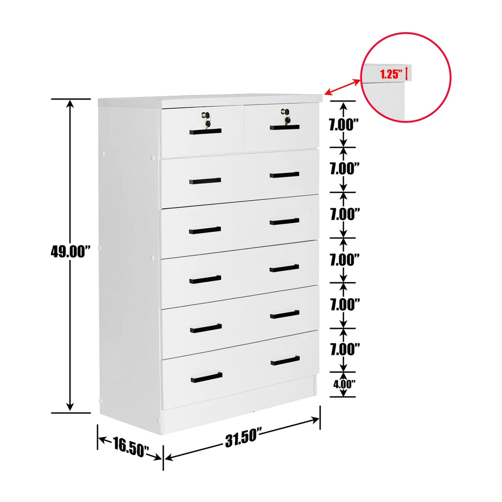 Black 4 Drawer Wooden Dresser with Lock O937774