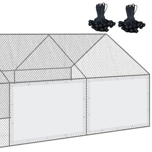 Waterproof 11.5 x 6.6 ft Chicken Coop Cover with 50 Pcs Ball Bungees Cords T7926