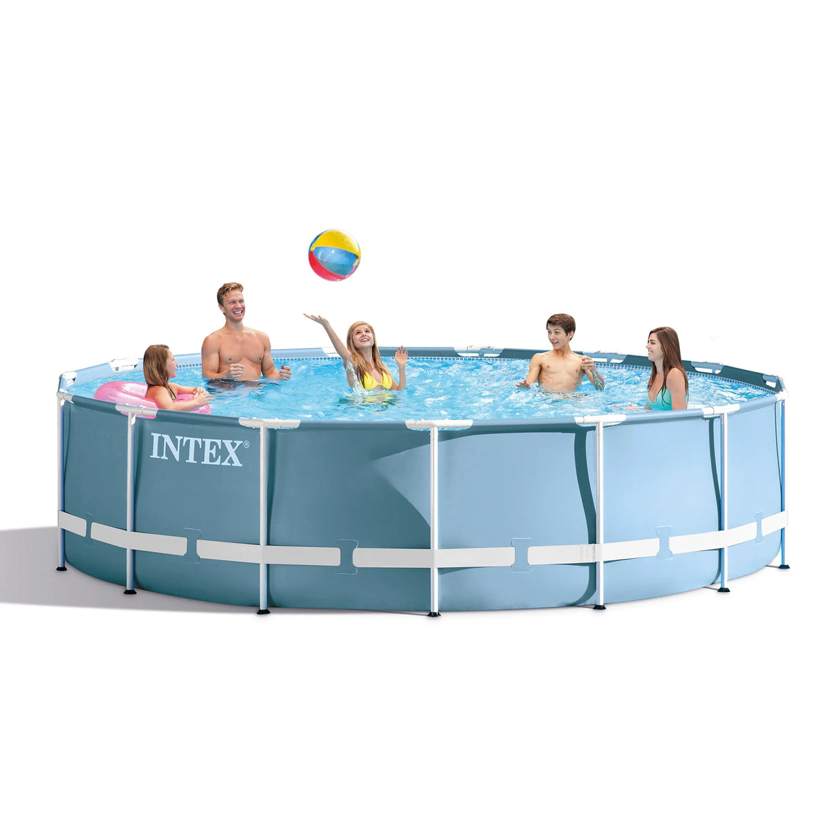 15 Feet x 48 Inches Prism Frame Swimming Pool Set with Ladder, Cover, and Pump E23747