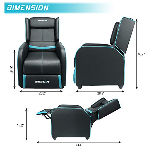 Cyan PU Leather Gaming Recliner Chair G351