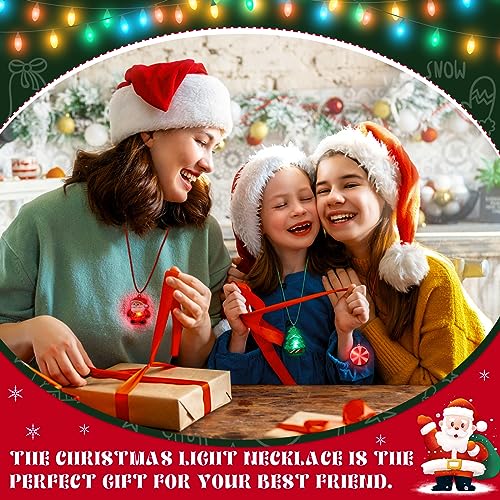 Light up Christmas Bulb Necklace with Santa Claus Tree Snowman Snowflake Candy Decorations 36 Pcs J18214