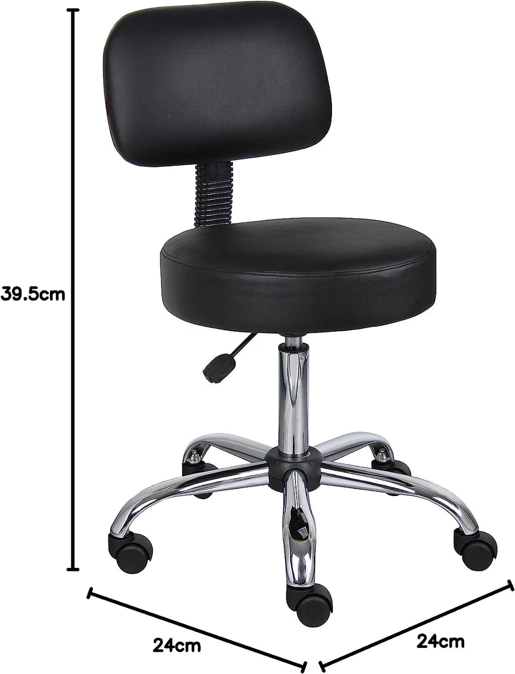 Black Vinyl Stool with Back Cushion X6208