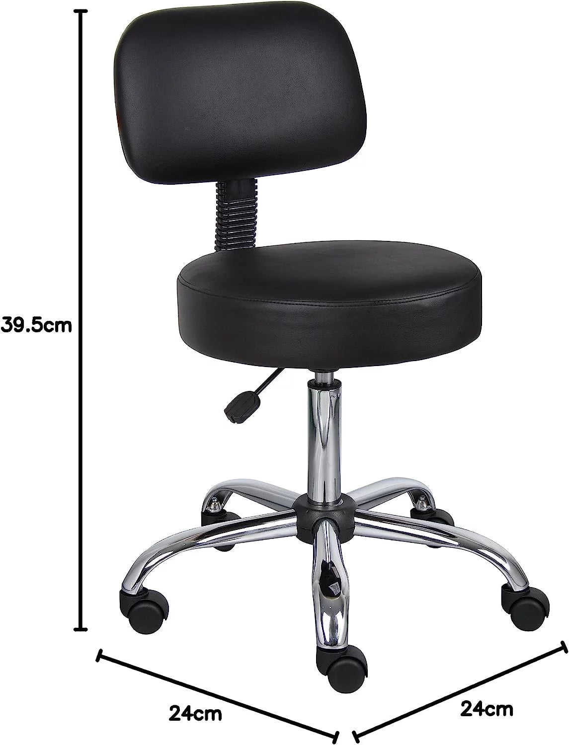 Black Vinyl Stool with Back Cushion X6208
