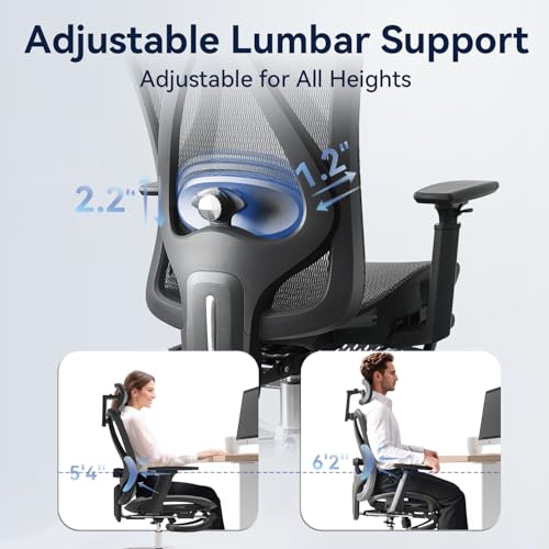 Black Ergonomic Mesh Office Chair with Footrest P9830