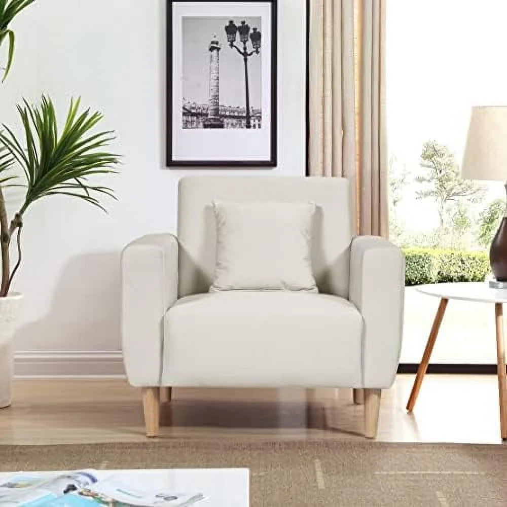 Gray Polyester Accent Chair with Toss Pillow V779213