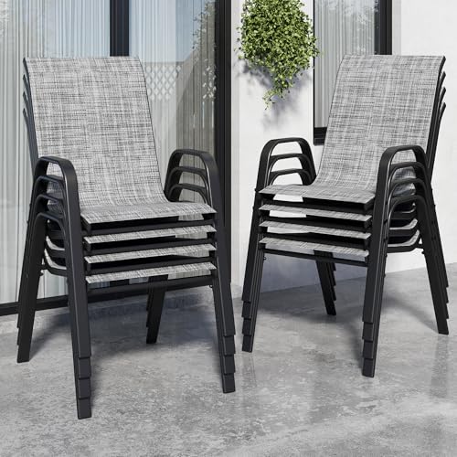 Set of 6 Stackable Textilene Metal Outdoor Chairs C62799