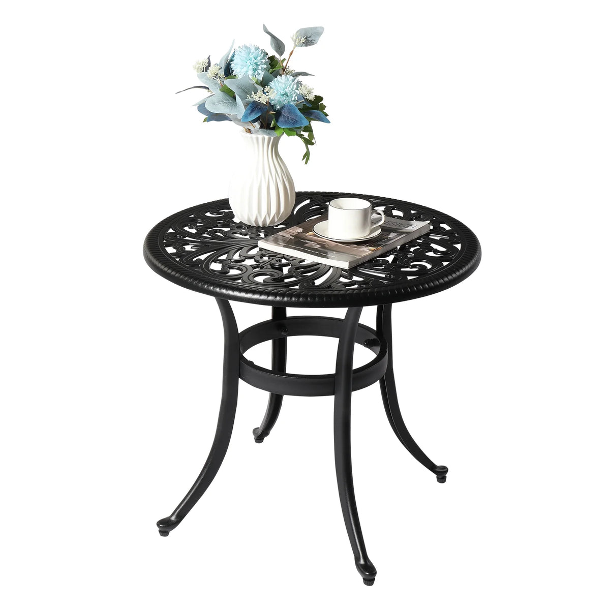 Black Cast Aluminum Round Outdoor Table C972