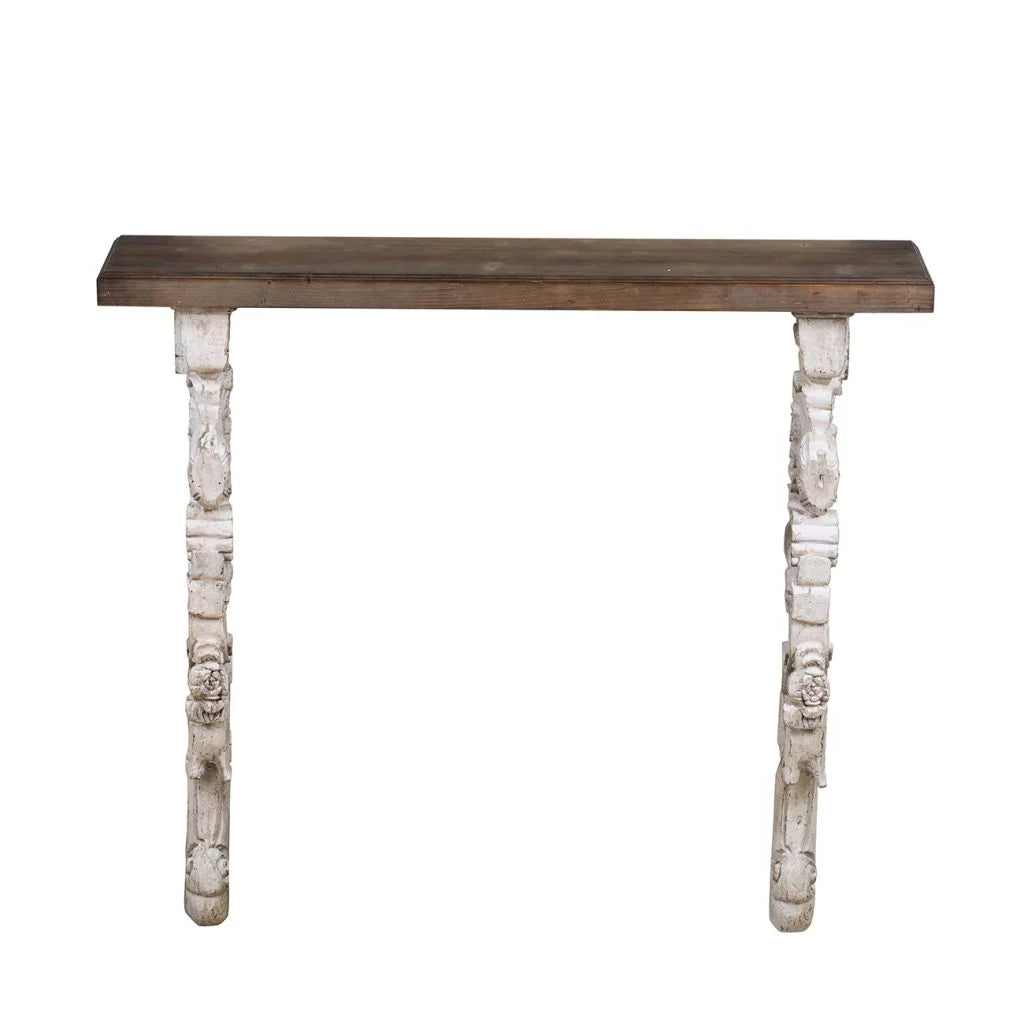 White and Brown Abstract Patterned Wall Mount Shelf G48047