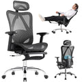 Black Ergonomic Mesh Office Chair with Footrest P9830
