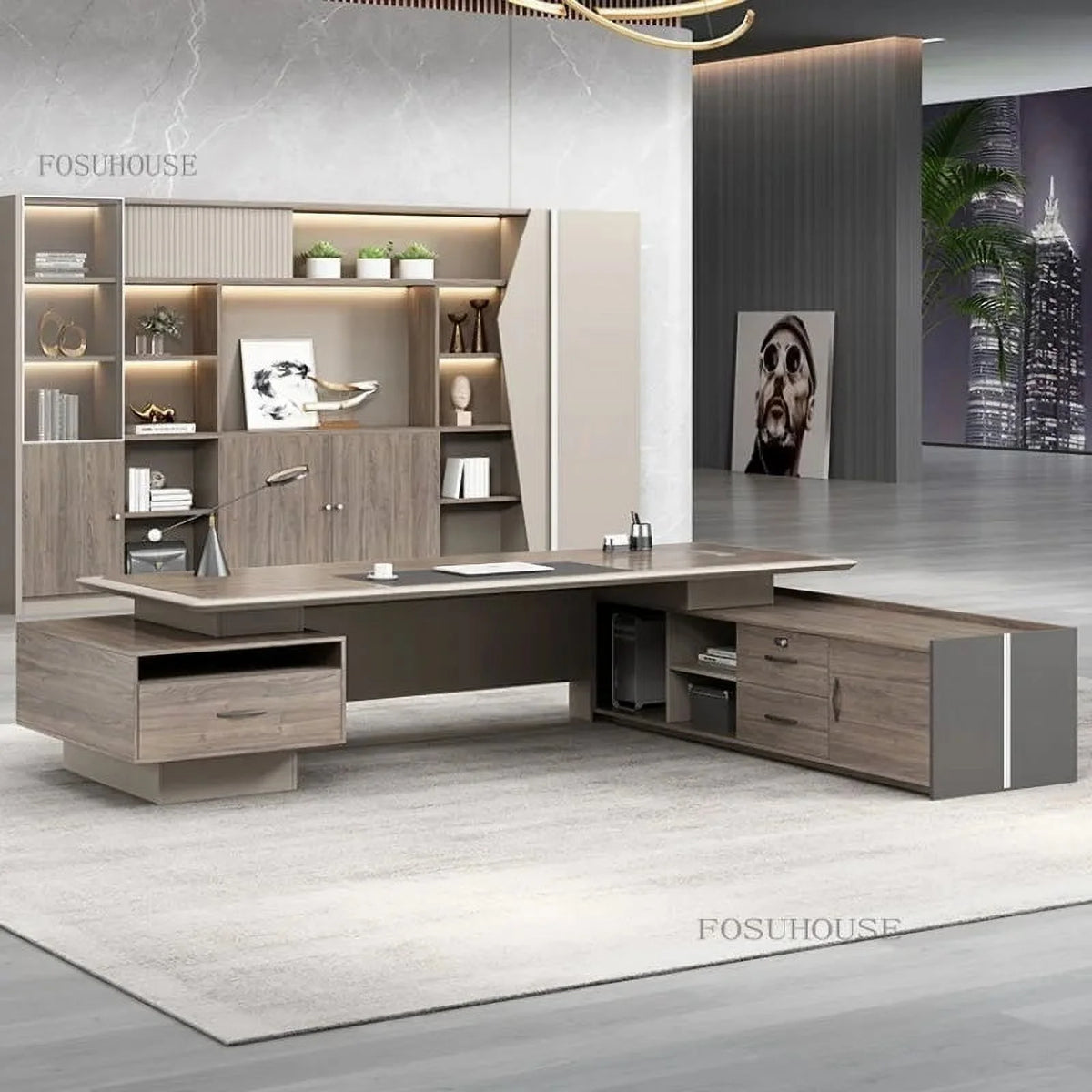 Large Manager Computer Desk and Chair Set F6454