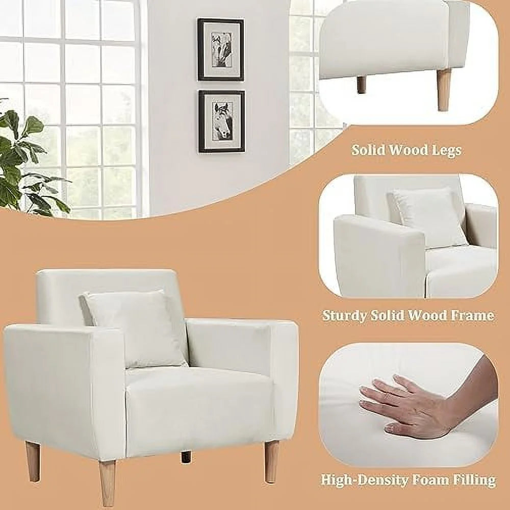 Gray Polyester Accent Chair with Toss Pillow V779213