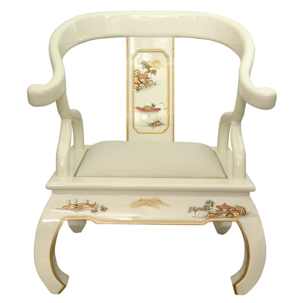 Handmade Wood Black Landscape Ming Chair N8094