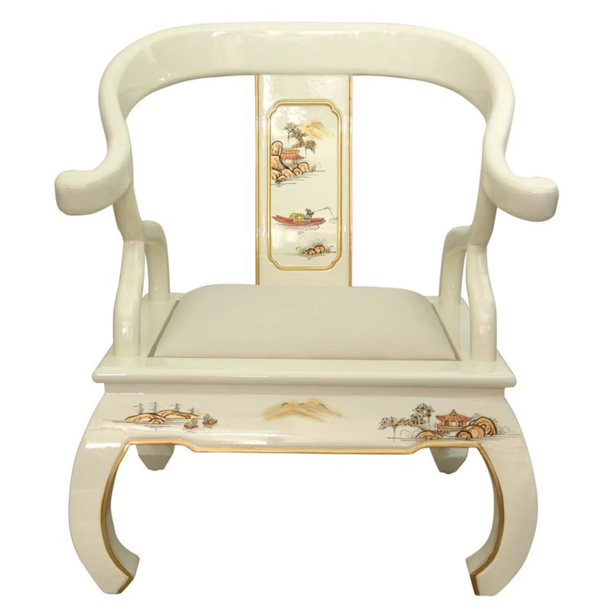 Handmade Wood Black Landscape Ming Chair N8094
