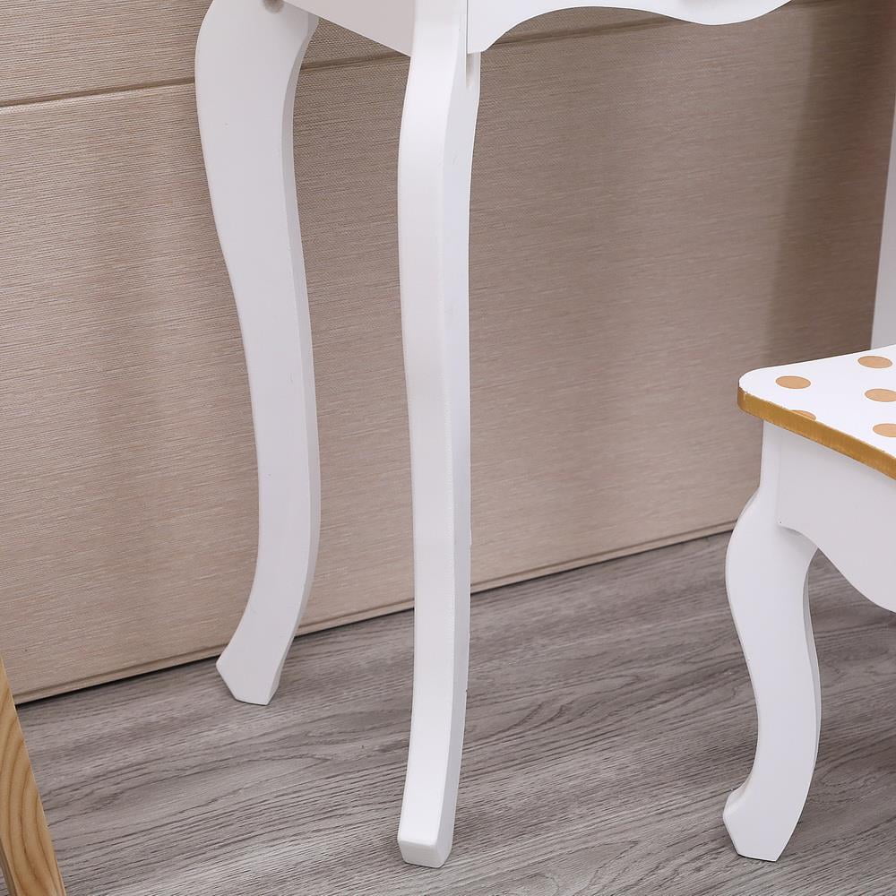 Kids Vanity Table and Stool Set with 3 Mirrors T60799