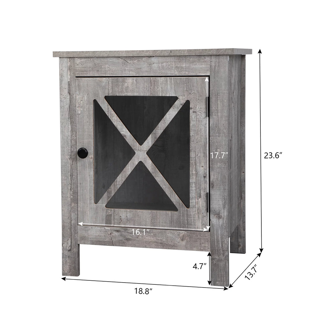 Gray Night Stand with Storage and Door V176