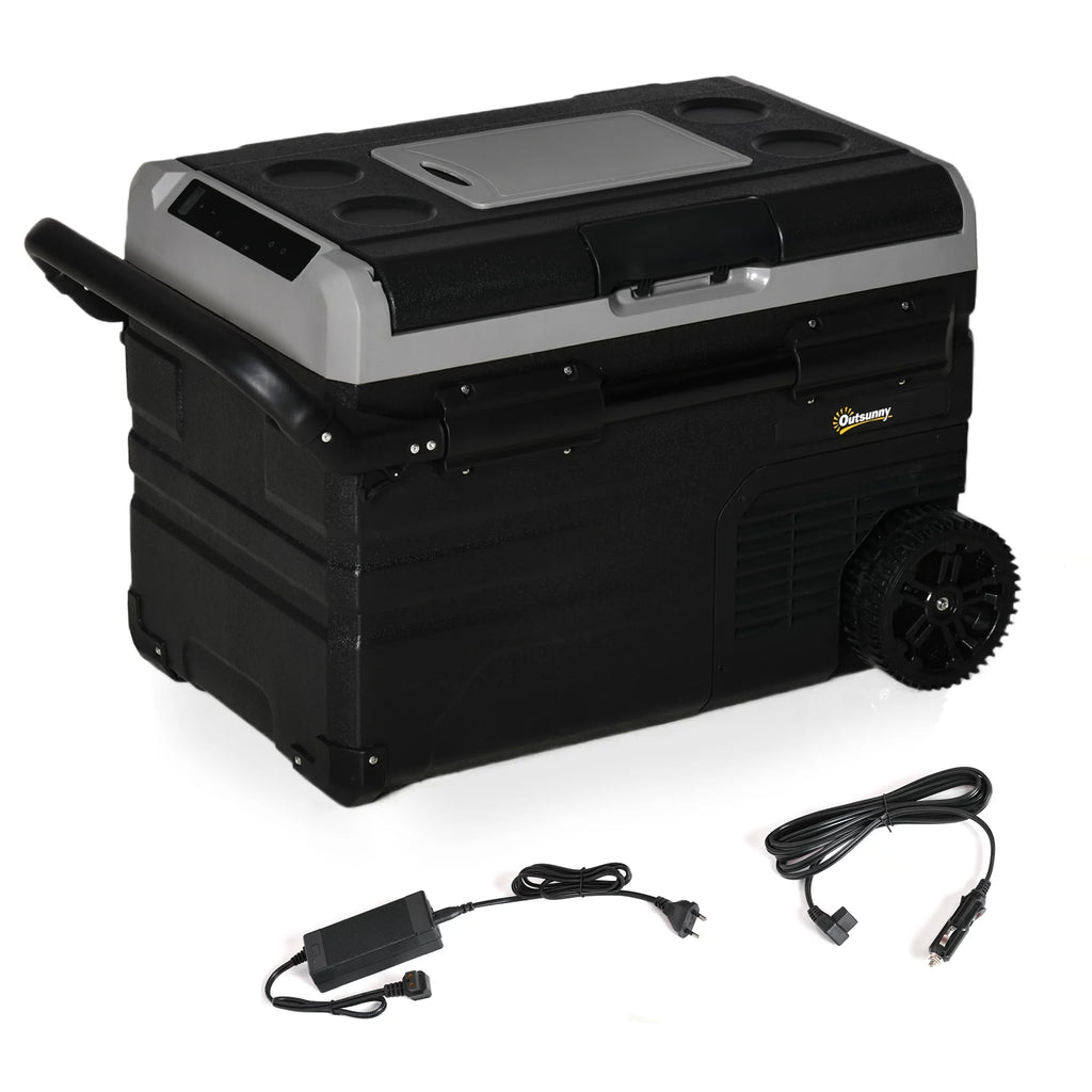 12 V 2 Zone 37 Quart Portable Compressor Electric Cooler with Wheels E52518