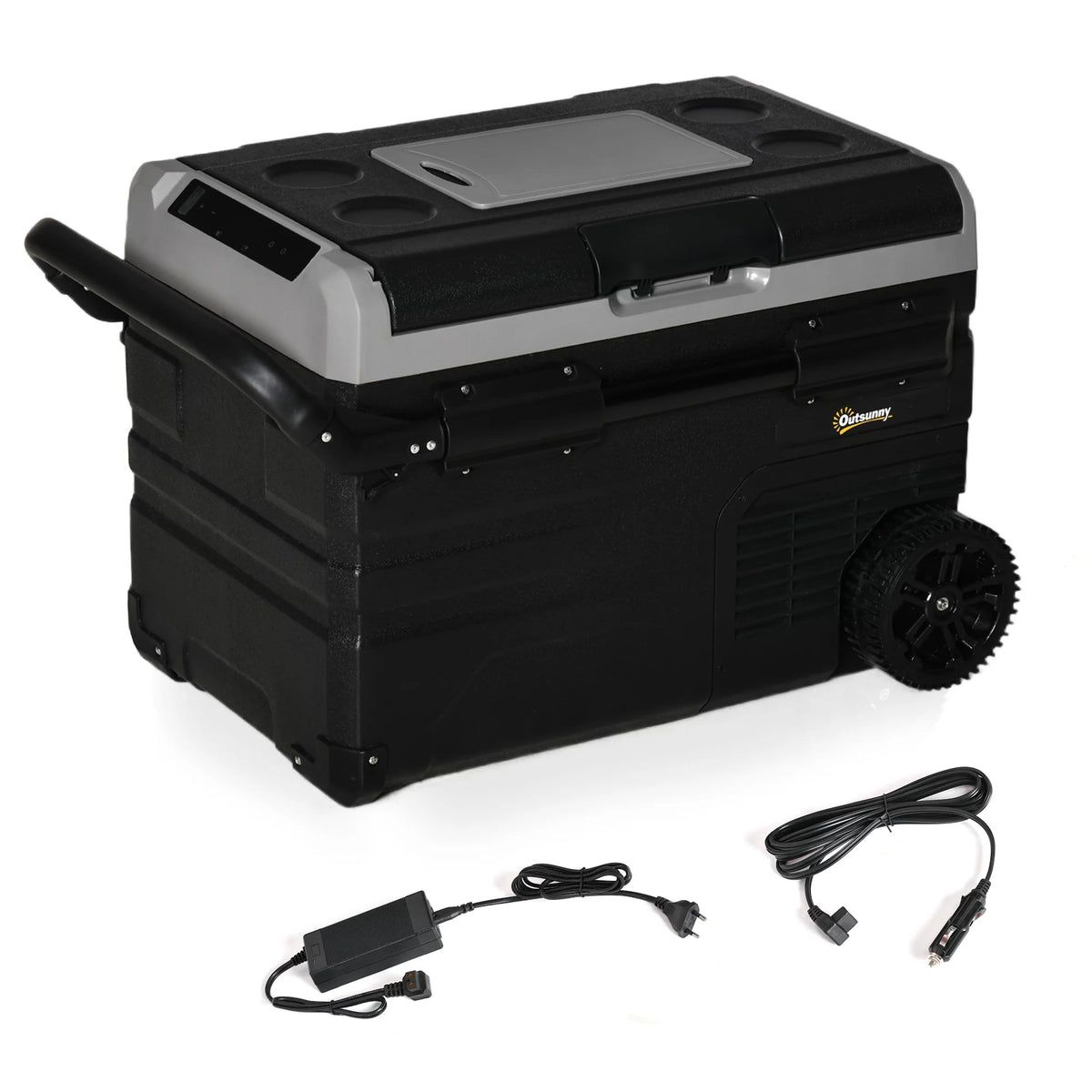 12 V 2 Zone 37 Quart Portable Compressor Electric Cooler with Wheels E52518