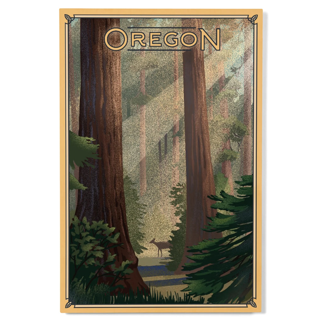 Deer in Forest Birch Wood Wall Sign 12x18 L562