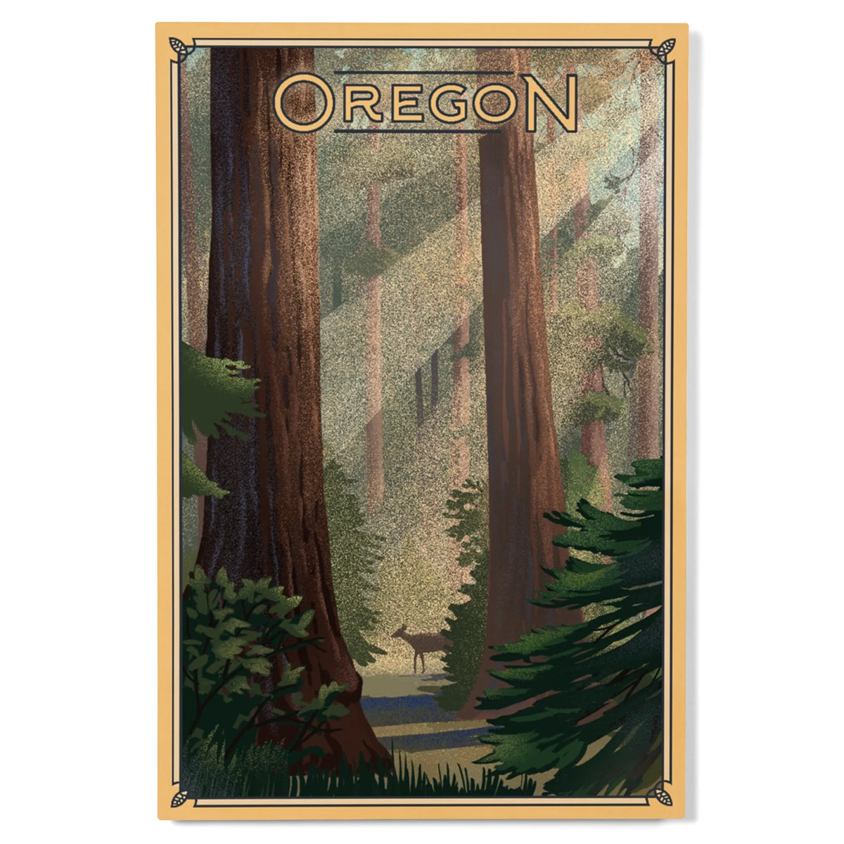 Deer in Forest Birch Wood Wall Sign 12x18 L562