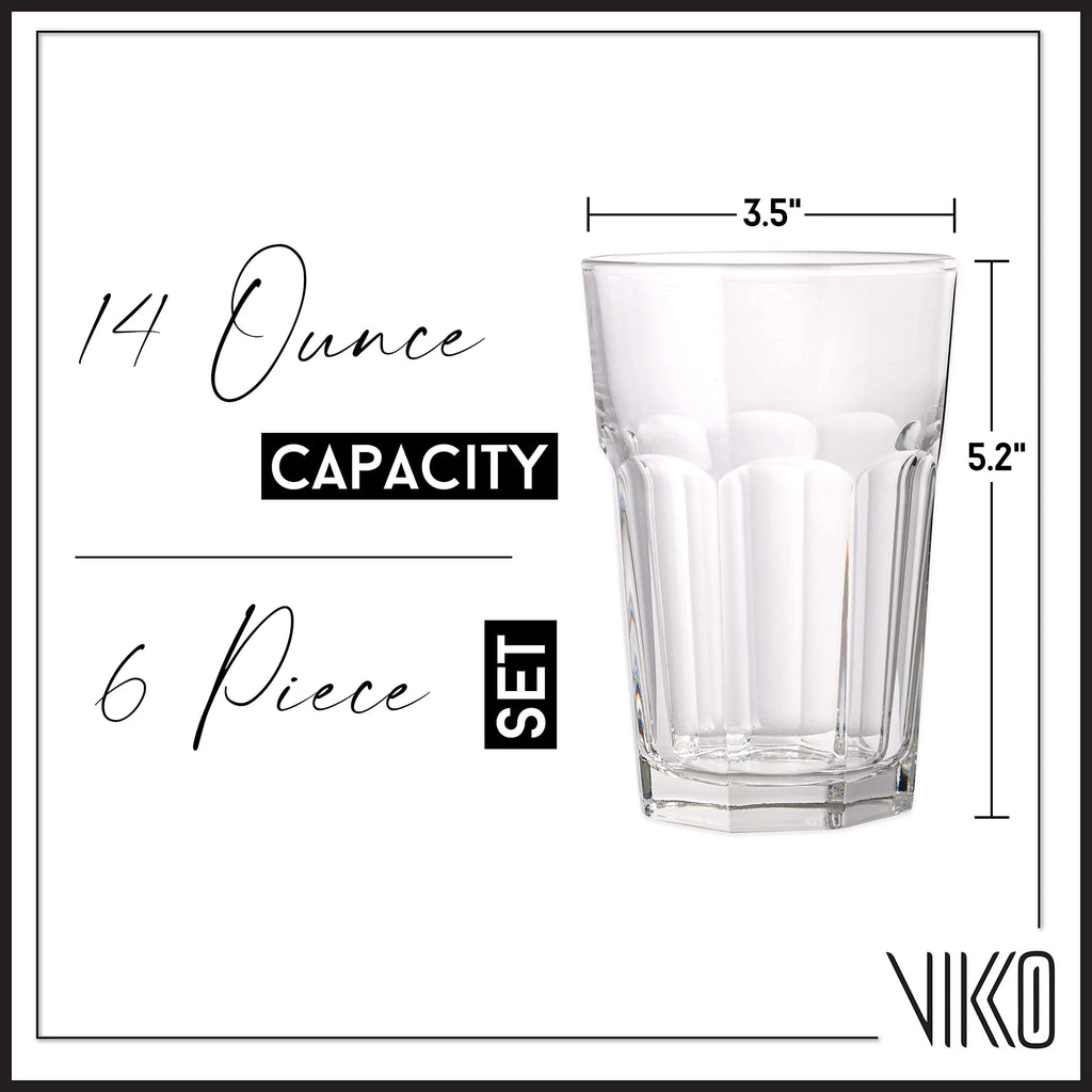 Set of 6 14 Ounce Dishwasher Safe Drinking Glasses W7295