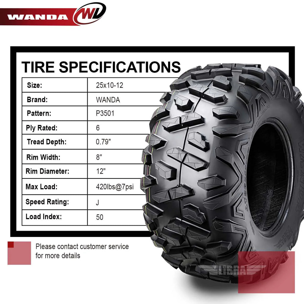 25X10-12 6PR ATV/UTV Tires Set 2 K504939
