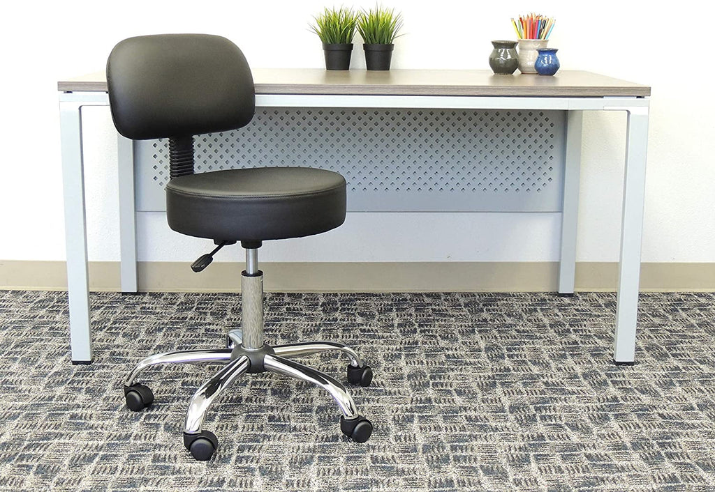 Black Vinyl Stool with Back Cushion X6208