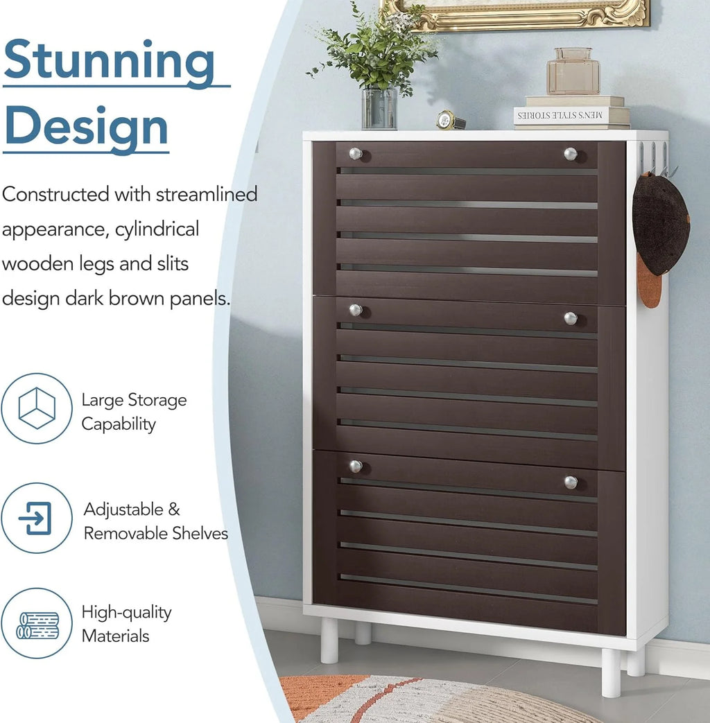 Slim Shoe Cabinet with 3 Flip Drawers V712236