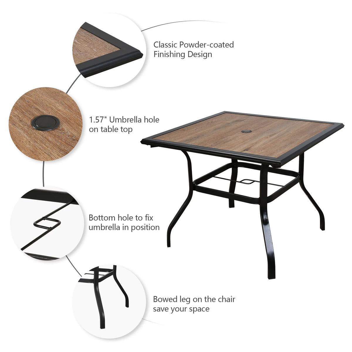 5 Pieces Outdoor Patio Dining Set with 4 Stackable Chairs O55200