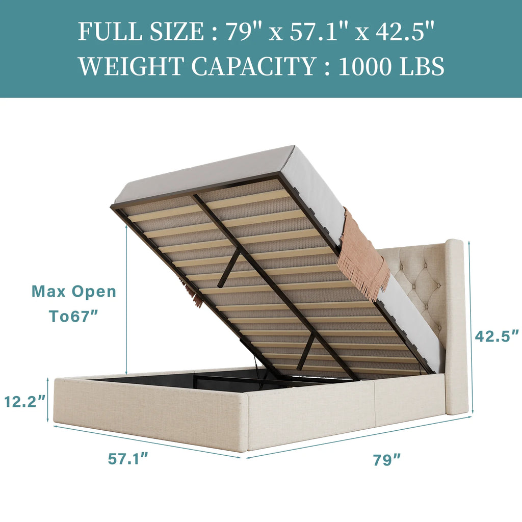Queen Size Lift Up Storage Bed Frame U222191