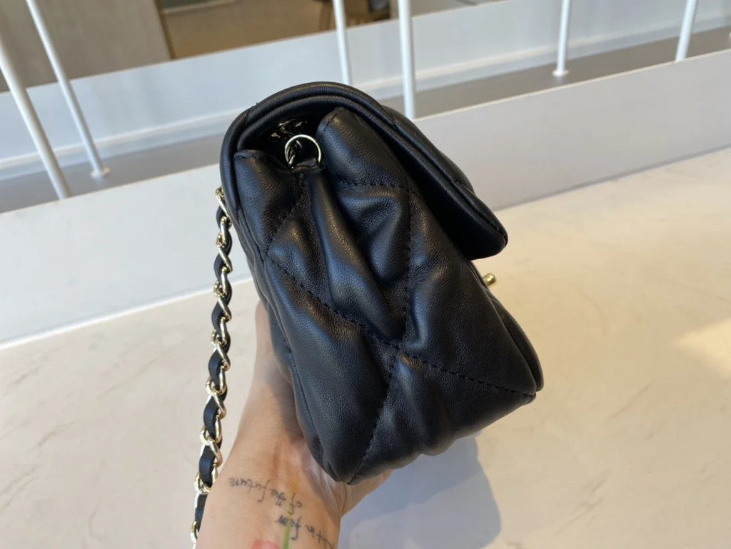 Small Flap Bag Gold Hardware Black Handbag D7515