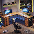 L Shaped Desk with 5 Drawer & Power Outlet Q861