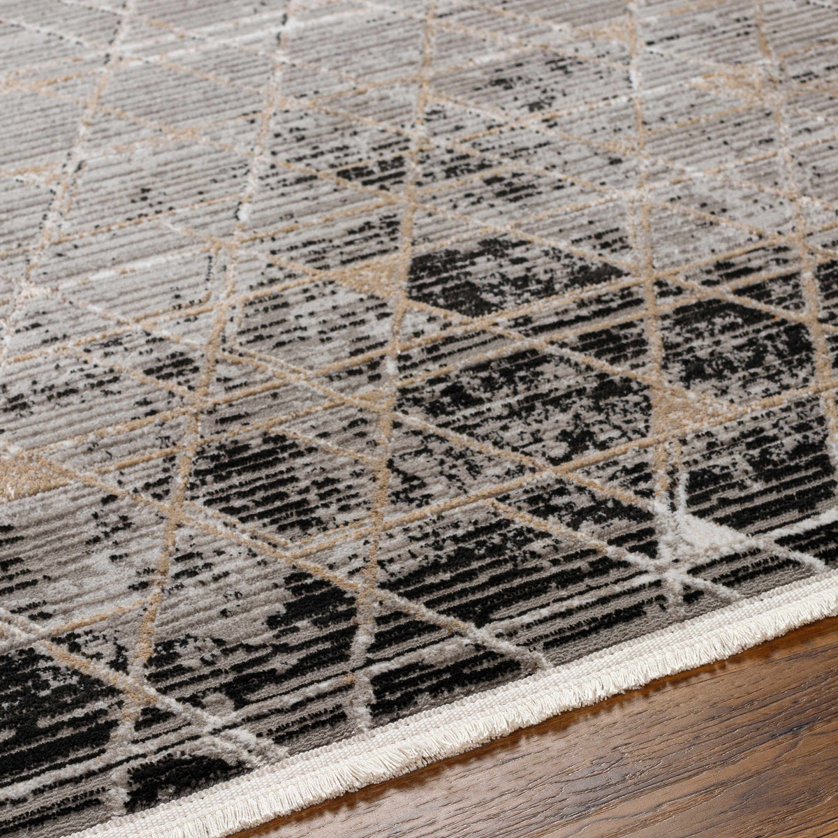 Gray Black 2' x 3' Area Rug Y56198