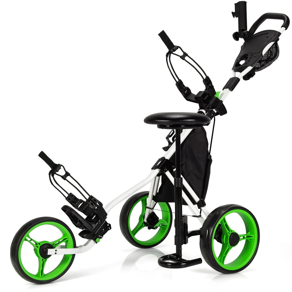 Folding 3 Wheels Golf Push Cart with Seat P897