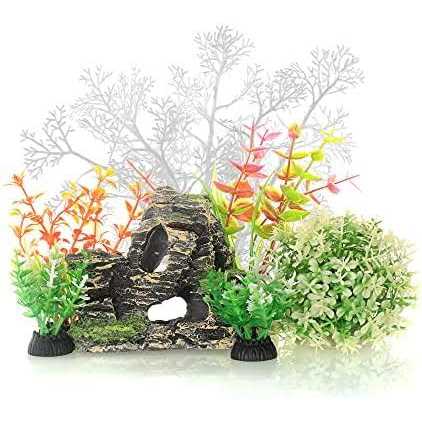 Plastic 7 Pieces Artificial Fish Tank Decor Set L22361