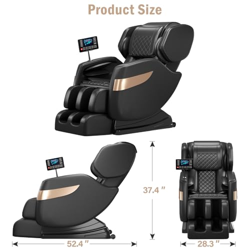 Zero Gravity Full Body Shiatsu Massage Chair with Airbags Foot Massage LCD Control Waist Heater Bluetooth Black U968