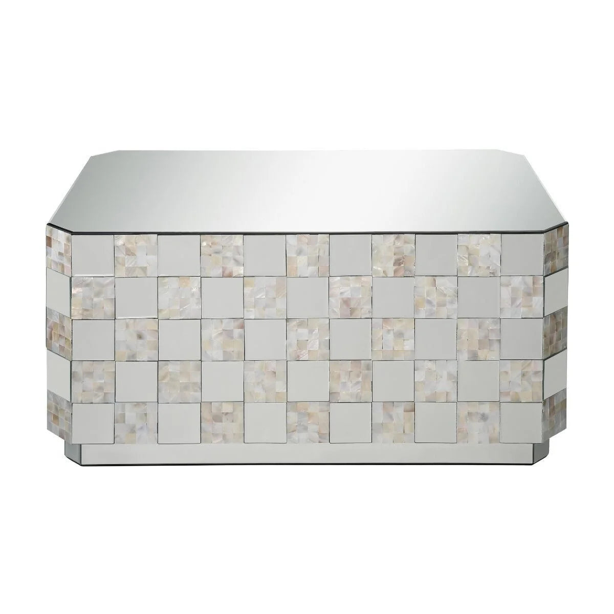 39" Silver Glass Mirrored Coffee Table F220