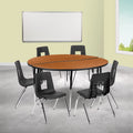 60" Circle Wave Laminate Activity Table Set with 18" Stack Chairs C7160