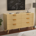 6 Drawer Natural Wood Flute Dresser O63603