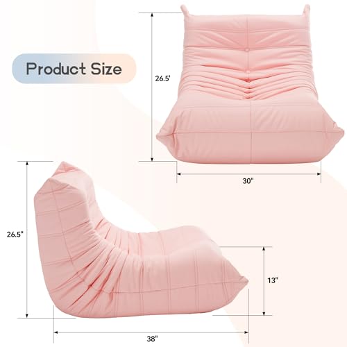 Pink Faux Leather Memory Foam Bean Bag Chair Y62318