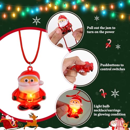 Light up Christmas Bulb Necklace with Santa Claus Tree Snowman Snowflake Candy Decorations 36 Pcs J18214